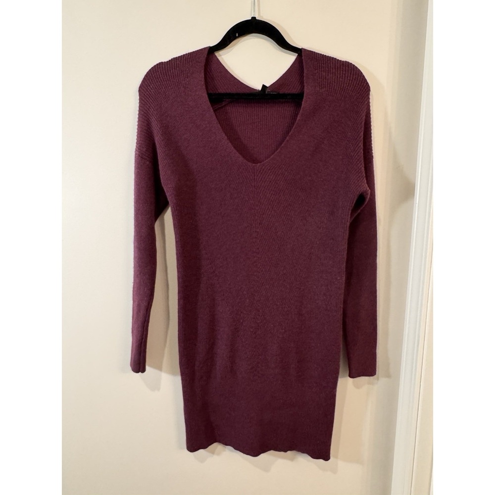 White House Black Market Women's Sweater Dress Purple XS Long Sleeve V‎ Neck